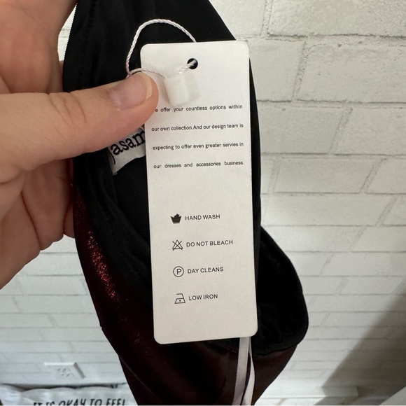 JASAMBAC Red & Black Shimmer One Shoulder Dress - Picture 8 of 8